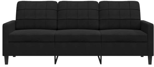Gecheer 3-Sitzer-Sofa Gästesofa Gästebett Sofabett Polstersofa Armlehne Schlafsofa Bettsofa Schlafcouch Bettcouch Samtsofa 197 x 77 x 80 cm (B x T x H) Samt Metall, Sperrholz, Textilene Schwarz