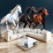 3D Panoramique Murale Cheval Animal Papier Peint Intissé 200x140 cm pour Salon Chambre Enfant Chambre Décoration Murale Poster Tableaux Photo Muraux