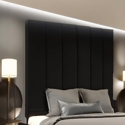 luxisleepltd Panels Tallest Plush velvet Fabric headboards Upholstered Headboard for divan bed frame sizes 3FT Single Small Double 4FT Double 4FT6 Kingsize 5FT + (Black, 6ft S-king-80'' Tall)