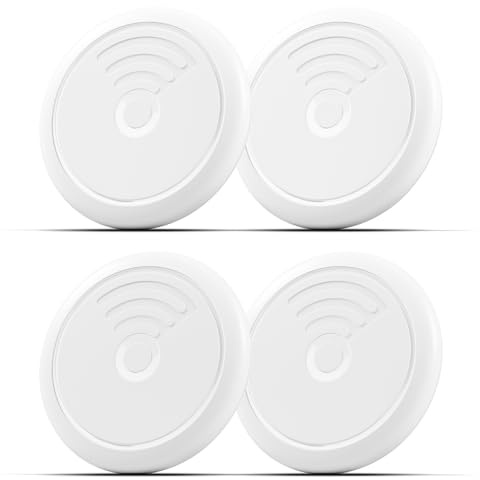 Tags-4 Pack Tracker Work with Apple Find My (iOS Only),Track Keys Wallet Luggage Backpack Suitcase,Battery Replaceable Super Lightweight Item Finders with 4 Keyrings,Lanyards and IPX8 Cases (4)