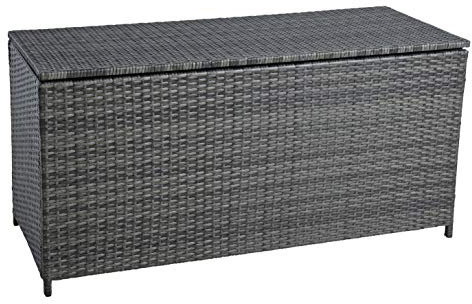 ESTEXO Polyrattan Auflagenbox Kissenbox Gartenbox Gartentruhe Aufbewahrungsbox Auflagentruhe (Anthrazit-Grau)