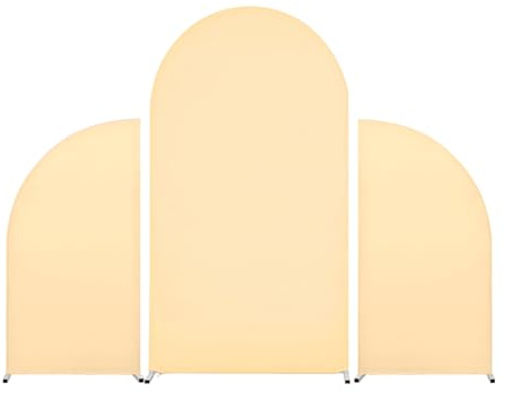 Hintergrund Abdeckung 3er Set, Doubleside Spandex Elastizität Hochzeitsbogen Abdeckung, Hintergrundabdeckung für Geburtstagsparty, Zeremonie, Bankett, Dekoration, 5ft+7.2ft+5ft, (Sekt)