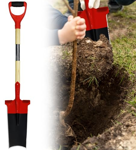 Spade Garden Shovel,Steel Square Flat Spade Shovels for Digging with D Handle,Heavy Duty Trenching Shovel for Gardening Digging and Lawn Edging,Root Tool with Serrated Edges-47.2 Inches