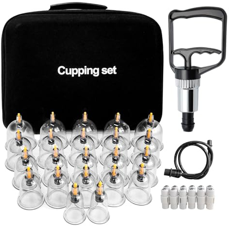 Helining Professionale Coppettazione Massaggio Set, 22 Pezzi Coppettazione Con Pompa a Vuoto, Cupping Therapy Kit, Coppettazione Su Tutto Il Corpo, Coppetta Anticellulite Set