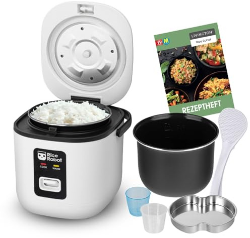 Livington RiceRobot - Reiskocher inkl. Messbecher, Reislöffel & Rezeptheft - Keramikbeschichtung & Warmhaltefunktion - kein Anbrennen oder Zerkochen