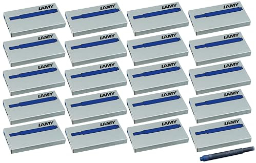 LAMY T10 Tintenpatronen mit großem Tintenvorrat - geeignet für alle Lamy Patronenfüllhaltermodelle - Inhalt 1,25ml je Patrone (blau, 100 Patronen)