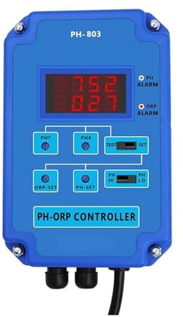 STRAFBRG 2-in-1-PH-ORP-Controller-Monitor Digital Redox mit Ausgangsleistungsrelais-Steuerelektrodensonde BNC for Hydrokulturpflanzen,Verbesserte Präzision