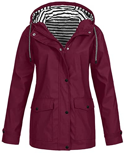 Manteaux Imperméables Vestes Femme Coupe Grande Taille Pardessus Épais Couleur Unie Rayé avec Cordon À Capuche Manteau de Neige Veste Vêtements D'Extérieur Garder Au Chaud Automne Hiver