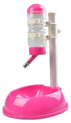 Hohopeti Automatic Pet Water Dispenser with Anti-slip Base and Roller Ball Nozzle PP PVC Material Waterer for Dogs and Cats Visual Bottle for Water Level Monitoring Pet Feeder Bowl in Rose