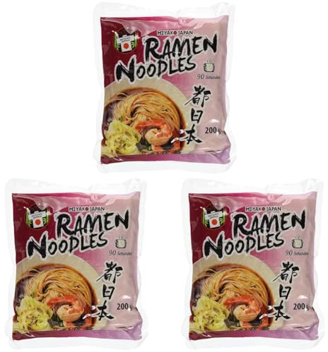 MIYAKO Ramen Nudeln japanisch, 200 g (Packung mit 3)