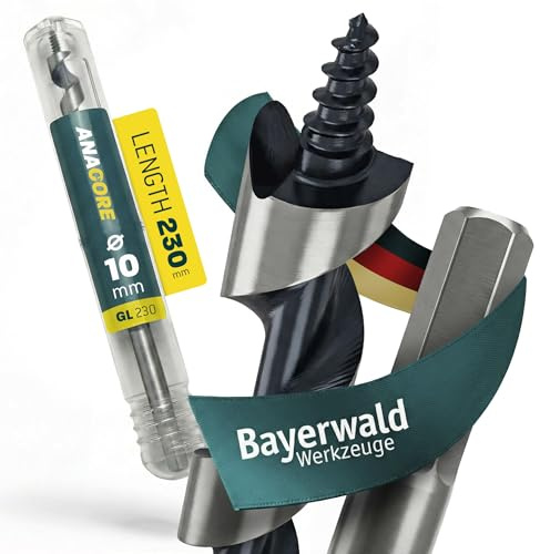 Profi Schlangenbohrer Holz Ø 10 mm - Nutzlänge 155 mm - 6kant – Bayerwald Holzbohrer Werkzeugstahl tiefe Bohrungen Weich-/Hartholz – präzise Schneidengeometrie saubere, ausrissfreie Bohrlöcher
