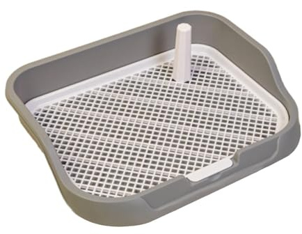 PUXZYAX Inodoro para Perros con Columna de Pared Baño Interior con Rejilla de Malla y Poste extraíble para una fácil Limpieza Bandeja para orinales para Perros Inodoro de, Gris Claro, 49x39x10cm