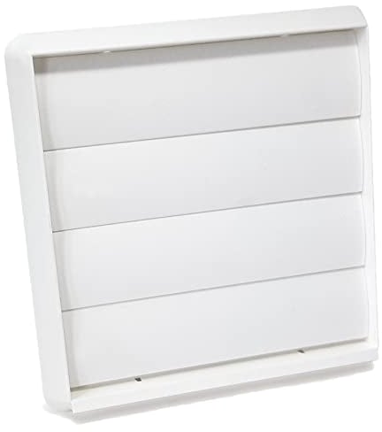 Kair White Gravity Grille 183mm External Dimension Ducting Air Vent with 150mm - 6 inch Round Rear Spigot and Not-Return Shutters
