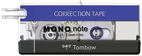 Tombow CT-YCN2.5-B Korrekturroller Mono note seitliches Abrollen, 2.5 mm x 4 m, schwarz/blau/weiß
