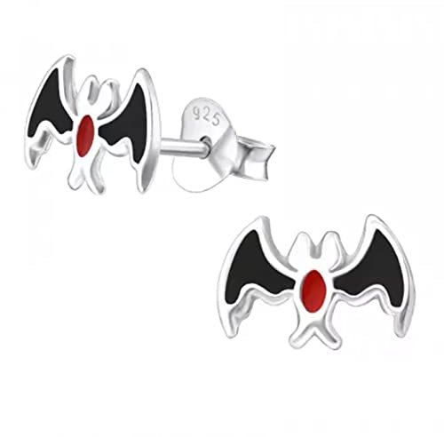 Black Bat Halloween Earrings .925 Sterling Silver