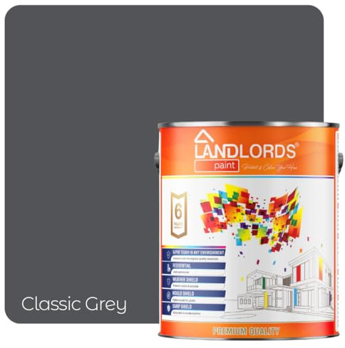 Landlords Anti Damp Paint | Prevent Build-up of Mildew | Paint for Wall and Ceiling | Anti Condensation and Mould | 1L Satin Classic Grey
