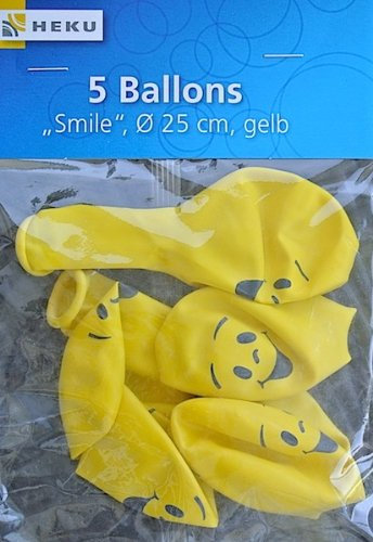 HEKU 0773 Party Ballons Luftballons 5 Stück Smile ø25cm