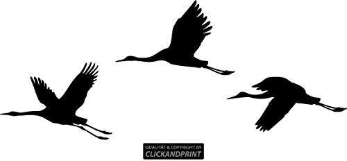 CLICKANDPRINT Aufkleber » Kraniche, 30x12,1cm, Schwarz • Wandtattoo/Wandaufkleber/Wandsticker/Wanddeko/Vinyl