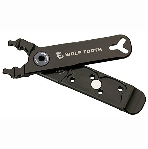 Wolf Tooth - Master Link Zange – Packzange | Fahrrad-Multifunktionszange mit Fahrradreifenhebern, Ventilkernentferner | Kettenzange, Kettengliederzange 9/10/11/12 Gang Fahrradreparatur | Grau