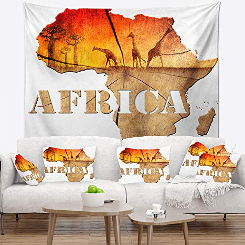 Designart TAP12955-50-60 Wandteppich mit Afrika-Motiv, Holz, groß, 127 x 152 cm