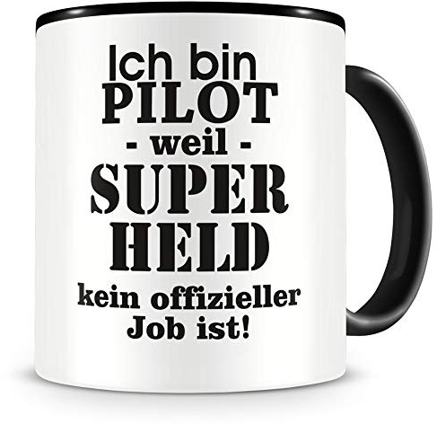 Samunshi® Pilot Tasse mit Spruch Geschenk für Pilot Mann Frau Kaffeetasse groß Lustige Tassen zum Geburtstag schwarz 300ml