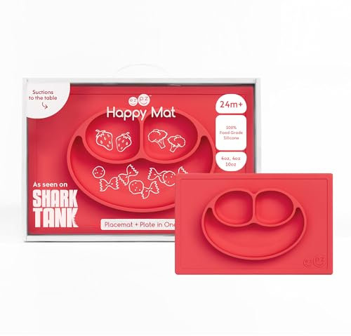 EZPZ - Vajilla infantil de silicona The Happy Mat coral - E-PKHMC004