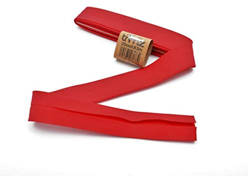 Trimz TCRED253 Schrägband aus Baumwollmischgewebe, rot, 25mm x 3m