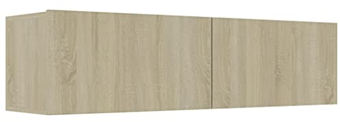 vidaXL TV Cabinet Sonoma Oak - Wall-Mounted Storage Unit with Drop-Down Doors, for Living Room or Bedroom, Engineered Wood - Modern Scandinavian Style