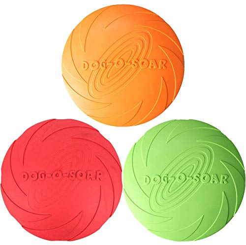 ZHOUHON 3 Stück Fliegende Scheibe Hundespielzeug aus Gummi, für interaktiven Spaß im Freien, perfekt für Hundetraining, Werfen, Fangen und Spielen