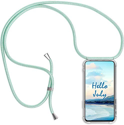 XTCASE Hülle für iPhone 12/12 Pro (6.1) mit Band Transparent Handyhülle Stossfest Schutzhülle - Schnur mit Case zum Umhängen in Grün