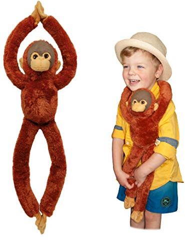 EcoBuddiez Tree Huggers - Orang Outan de Deluxebase. Peluche bébé à Suspendre de 72 cm fabriquée en Bouteilles Plastique recyclées. Jouet Peluche Doux & écologique, Cadeau Parfait pour Les Enfants.
