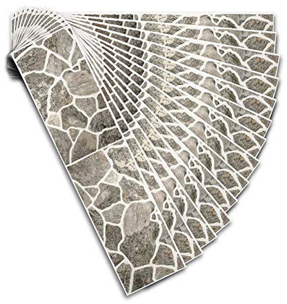 JLCP Gris 3D Stickers Carrelage, 14 Pieces Imitation Pierre Naturelle Autocollant en Tuile PVC Imperméable Auto-Adhésif Mural Autocollant Carreau pour Cuisine Salle De Bain 55X13.5Cm