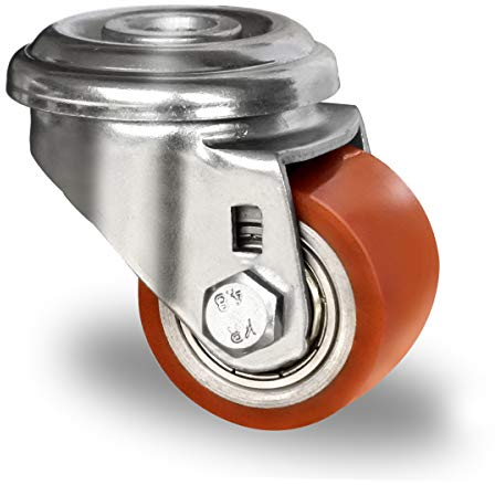 Lenkrolle mit Rückenloch 35 mm Polyurethan orange Kompaktrolle