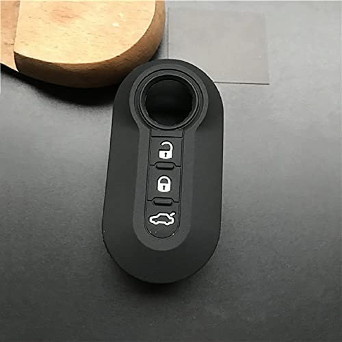 YJADHU Porte-clés en Silicone pour Hommes et Femmes, Porte-clés de Voiture, pour Fiat 500, Noir