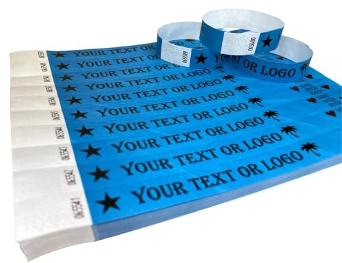 1000 Neonblau Individuell Bedruckte Tyvek-Armbänder mit Ihrem Personalisierten Text/Logo für veranstaltungen, Partys, Festivals, ID
