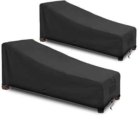 SIRUITON Housse de Chaise Longue Imperméable Housse Bain de Soleil Tissu Oxford 420D Noir (200x68x40/70CM)-2PCS