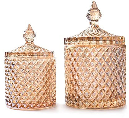 caihuashopping Zuckerschale 2 stücke Transparent Kristallglas mit Kristall Deckel Zuckerdose Dekorative Keksdose Süßigkeit Bowl Keksdose Biscuit Barrel Zuckerdose