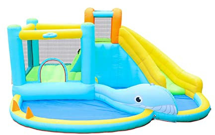 AIYIFUTY Castillo Hinchable para niños, casa Que rebota con soplador, Castillos hinchables para Saltar con tobogán de Agua al Aire Libre/Interior/Patio Trasero