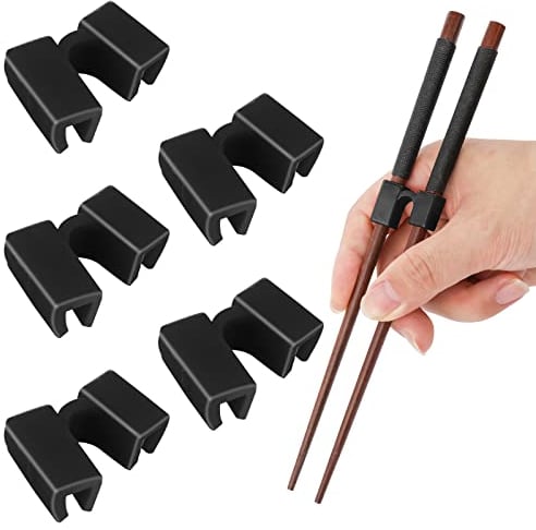 Lot de 5 baguettes réutilisables pour entraînement - Charnières - Pour adultes, débutants ou apprenants (noir)