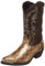 Stivali da Cowboy da Uomo Altezza Polpaccio Ricamo Vintage Patchwork Stivali a metà a Punta Antiscivolo Stivali Western Grandi Dimensioni 38-48 (Oro,43)