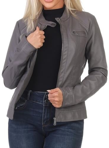 ONLY Damen Kunstlederjacke Bandit Übergangsjacke im Biker-Style 15081400 Plum Kitten 34
