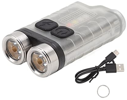 Schlüsselanhänger Taschenlampen, V3 Mini Schlüsselanhänger Taschenlampe USB wiederaufladbare kleine Taschenlampe Outdoor Wasserdicht Camping Wandern Wartungslichter Tragbare magnetische(Weiß)