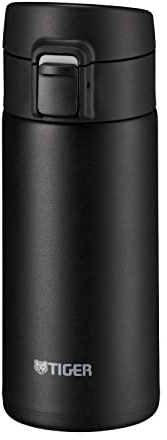 Bouteille isotherme Tiger MKA-K 360 mL Easy-Drinking One-Push, ouverture one-push, ultra légère, sans BPA, conservation froid 24h et chaud 12h, conçue au Japon, couleur pierre noire