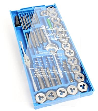 XPOtool Juego de herramientas para roscar 40 piezas M3-M12 terrajas y machos rosca hembra macho