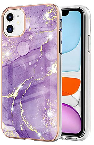 IMIRST Basic Case Compatiable with iPhone 11 IMD Soft TPU Silicone Bumper Matte Marble Scratch-Resistant Slim Protective Phone Case Back Cover for Apple iPhone 11,YBI Purple