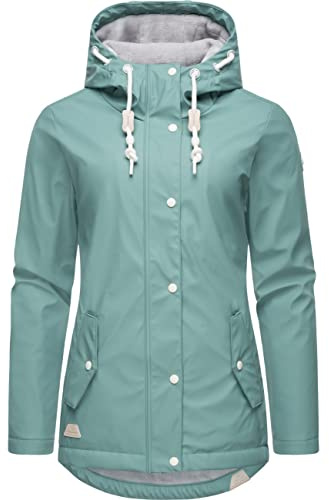 Ragwear Damen Winterjacke kurze Regenjacke wasserdicht warm gefüttert mit Kapuze Marge Stone Blue23 Gr. XXL