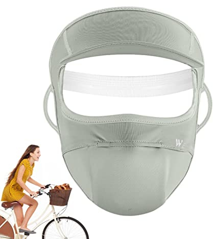 Tebinzi UV-Maske, Eisseide, Sonnen-Gesichtsmaske, UV-Gesichtsmaske, waschbar, wiederverwendbar, atmungsaktiv, Sonnenschutz, Golf, Sport, Gesichtsmaske für Damen