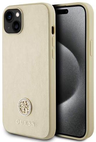 Guess GUHCP15MPS4DGPD Hülle für iPhone 15 Plus 6.7 golden hardcase Strass Metal Logo