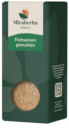 Miraherba - Flohsamenschalen Bio gemahlen - 100g, Low-Carb - Ballaststoffreich - Ohne Zusätze - Vegan - Laborgeprüft. Deutsche Produktion - Herkunft: Indien
