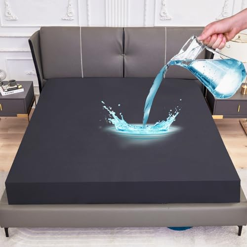 Arcona Matratzenschoner wasserdicht 140x200, Inkontinenz Spannbettlaken, Atmungsaktive Matratzenbezug, wasserdichtes Bettlaken Nässeschutz Spannbetttuch Dunkelgrau